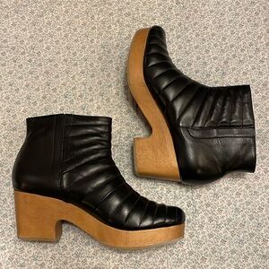 Beklina ribbed boot clog black leather 11.5